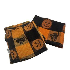 Halloween Orange & Black Cotton Dish Towel & 2 Napkins Set